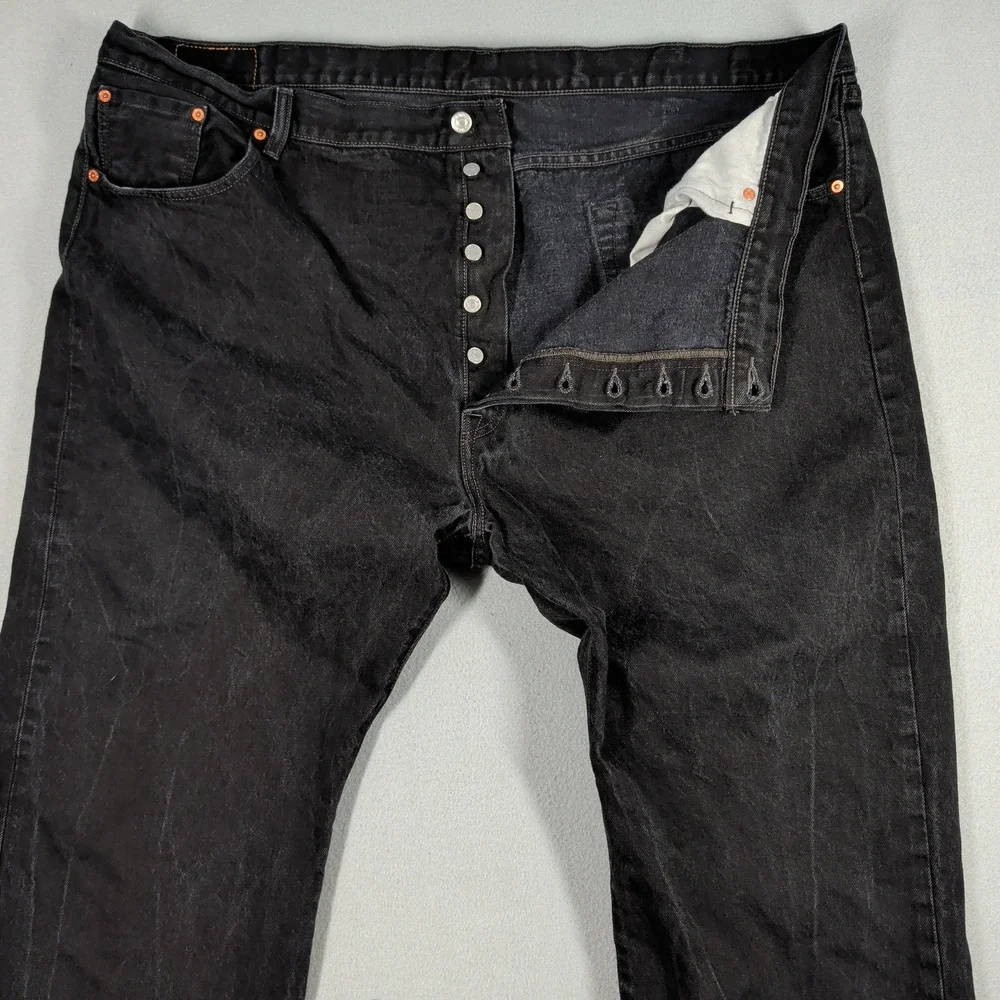 Levi's 501‎ Jeans Mens 50x30 Black Denim Button Fly Classic Original Fit